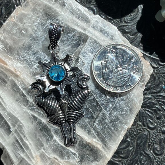 Blue Topaz Flower Luna Moth Sun Crescent Moon Mystic Stone Jewelry Crystal Penda - Picture 3 of 7
